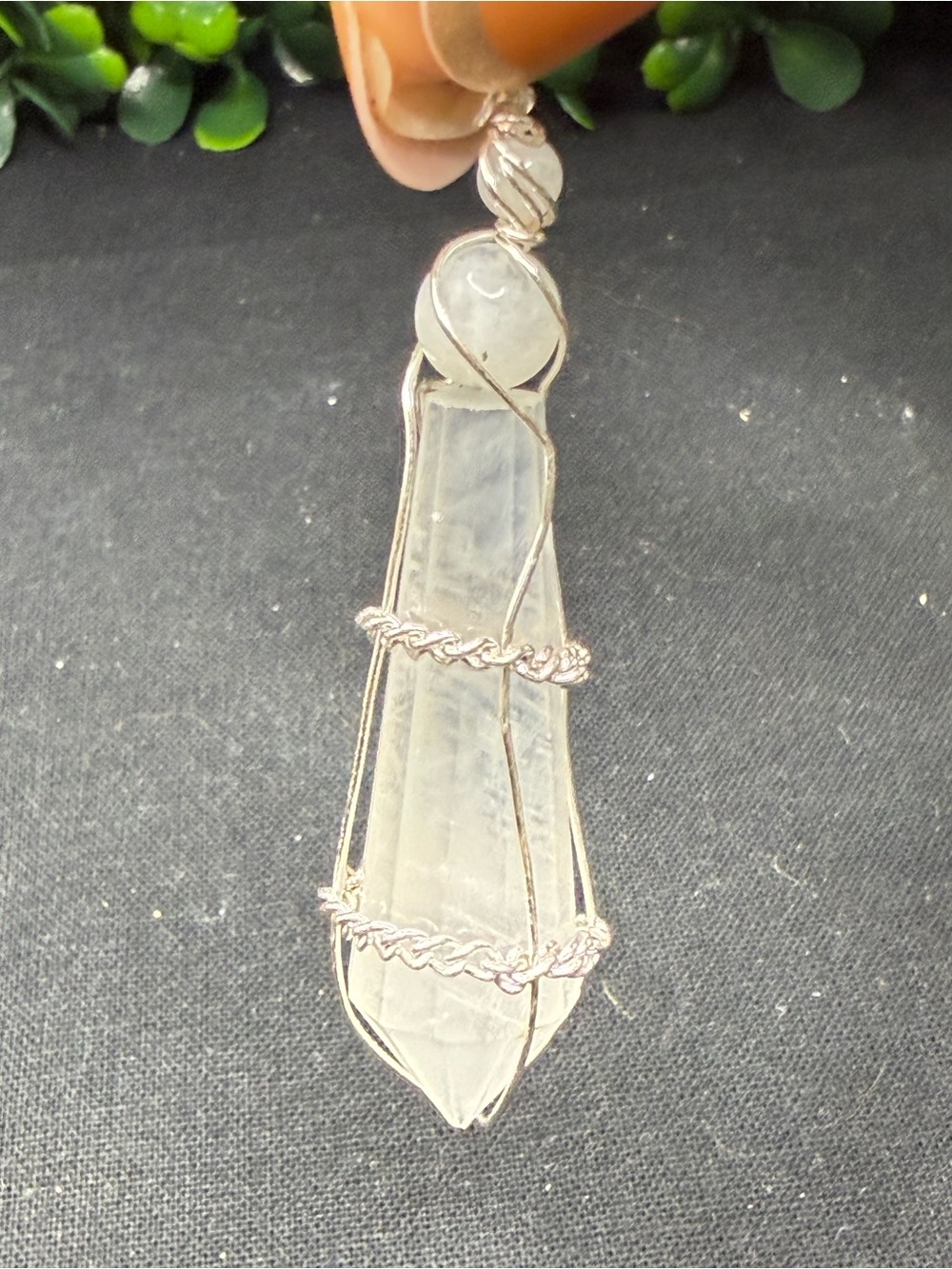 Handcrafted Moonstone Wand Pendant - Created by local artisan